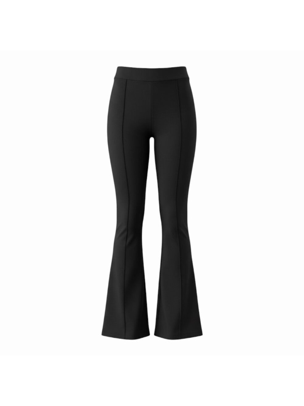 BAR III Ponte Knit Pull On Flare Pants Size Medium Black High Rise Pintuck Seam